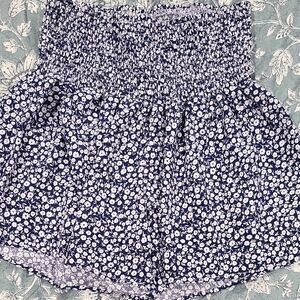 Floral Women's Shorts - Blue and White